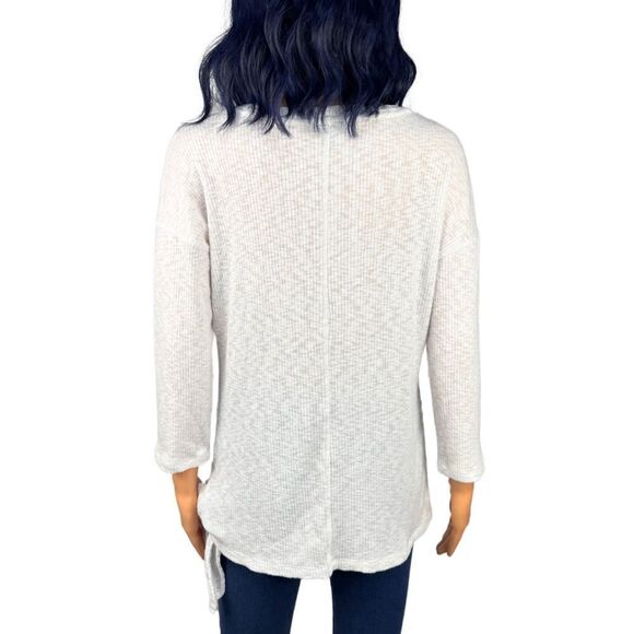 T by Talbots White Ribbed Side Tie Tunic Top Size Small - Picture 4 of 5
